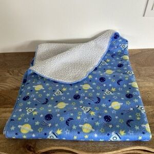 KIDGETS Baby Blanket Fleece Plush Bedding Space-Theme Spaceship Rockets Stars